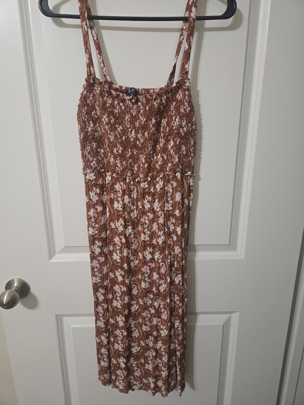 Lily Rose Rust Floral Smocked Maxi Dress